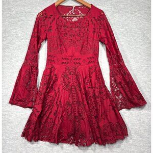 Free People Red Lace Mini Dress